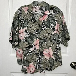 CARIBOU Vintage Floral Zebra Print Top | size Medium